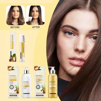 Шампунь-кондиционер с маслом арганы в Марокко, сыворотка, масло без силикона, шампунь и лечение для всех типов волос, кондиционер 237 мл+237 мл+10 мл One Size