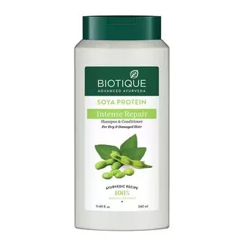 Шампунь-кондиционер с Соевым протеином: для сухих и поврежденных волос (340 мл), Soya Protein Intense Repair Shampoo & Conditioner, Biotique 20.59375