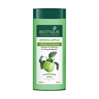 Шампунь-кондиционер с Зеленым яблоком (180 мл), Green Apple Shine & Gloss Shampoo & Conditioner, Biotique 180ml