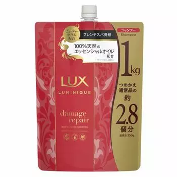 Шампунь LUX Luminique, большой объем, сменная упаковка 1 кг, восстановление повреждений, не содержит силикона, двойной аромат розы и персика [эксклюзивно для Интернета]