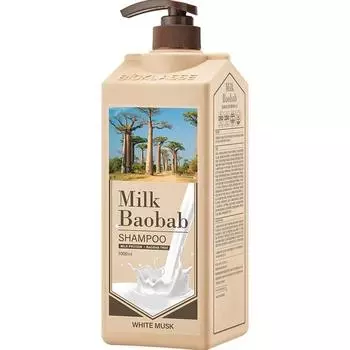 Шампунь Milk Baobab для повреждения молочных белков большой емкости, аромат белого мускуса, 1000 мл, 1 корейский уход за волосами