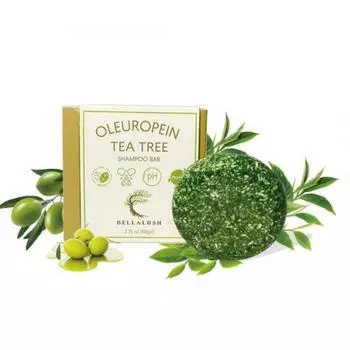 Шампунь-мыло Oleopain Tea Tree | Натуральный антиоксидантный уход за волосами с экстрактом листьев оливы | Увлажнение от перхоти без сульфатов | 2,15 унции