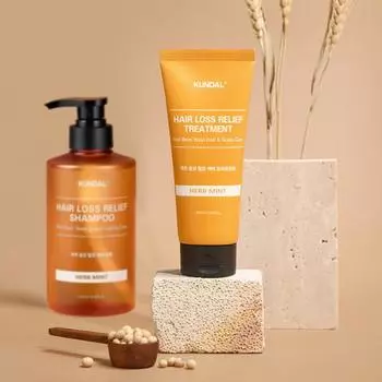 Шампунь от выпадения волос Kundal beer yeast 500 мл + средство от выпадения волос beer yeast 200 мл, корейская косметика с приятным ароматом