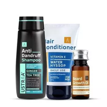 Шампунь против перхоти Ustraa - 250 мл - с имбирем и маслом чайного дерева | Кондиционер для волос для ежедневного использования - 100 г - с водяным иссопом (Брахми) и витамин Е