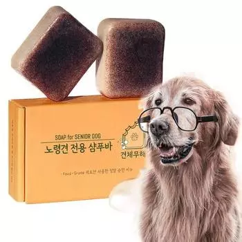 Шампунь ручной работы с очень мягким натуральным мылом для собак для кожи пожилых собак, безвредным для собак. (2 упаковки), Корейский шампунь для домашних животных.