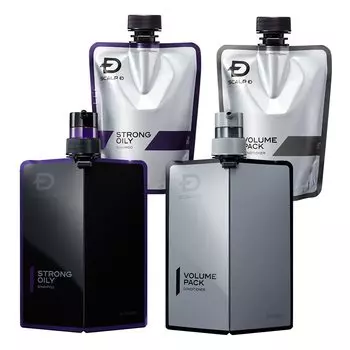 Шампунь Scalp D с держателем для замены, сильный, жирный, набор для очень жирной кожи, аминокислоты, сделано в Японии, Anfa для мужчин + 4 шт. (Шампунь и Кондиционер)