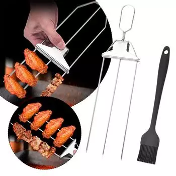 Шампур Шампур Шампуры Для Шашлыков 3-х стороннее барбекю с 3 зубцами 2PCS