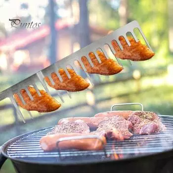 Шампуры для барбекю для гриля Comb Design Anti-Roll Flat Kebab Wewers Многоразовые металлические шампуры для мяса, креветок, курицы, овощей A