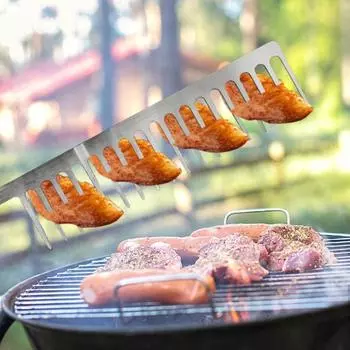 Шампуры для барбекю Yousheng для гриля, плоские шампуры для кебаба с гребнем, многоразовые металлические шампуры для мяса, креветок, курицы, овощей A