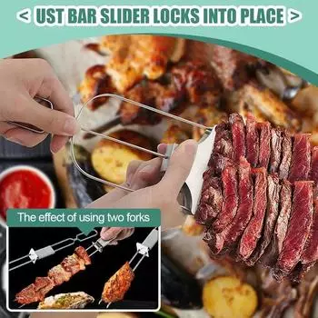 Шампуры для креветок для барбекю, двухсторонние кебабы, трехсторонние кебабы, нержавеющая сталь, многоразовые полуавтоматические вилки для барбекю,
