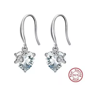 Shangda Jewelry S925 Sterling Silver Stud Earrings Twelve Constellation Birthstones Twelve Colors Birth Earrings Heart Shaped Earhooks