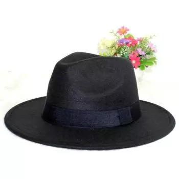 Shanghai Beach Xu Wenqiang черная британская широкополая шляпа цилиндр с большими полями ретро-джазовая шляпа мужская и женская шерстяная фетровая шляпа One size - hat circumference 57CM чёрный