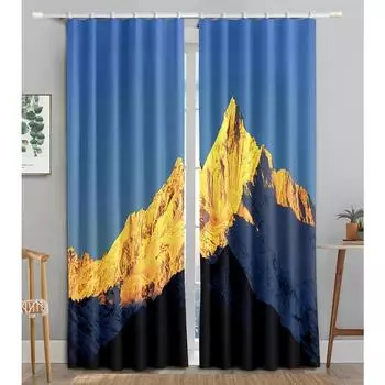 Shangri-la Snowy Mountain Landscape Blackout Window Warning для гостиной, спальни, ванной, кухни, двери шкафа, крючки для декора W50 X H130(CM)X2&Hook