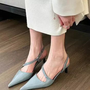 Shangsi, светло-голубые сандалии с острым носком на высоком каблуке, женские босоножки на заднем плане 2025 года, весна-лето, новые легкие туфли на тонком каблуке 35