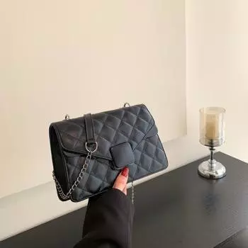 Shangxin 2024 Модная повседневная женская сумка для поездок на работу, универсальная текстурированная сумка на одно плечо с ромбовидной цепочкой Tide белый