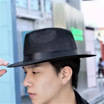 Шанхай Сюй Вэньцян же мужской цилиндр джентльменская шляпа с большими полями сценическое представление британская джазовая шляпа ретро шляпа Adult L (58-60cm) чёрный