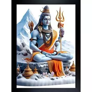 Shankar Bhole Nath Religious Wood Photo Frames with Acrylic Sheet for Worship/Pooja-5x7 inch