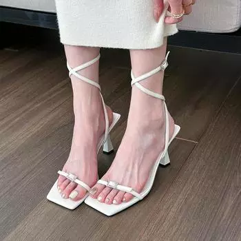 Shansi, absolutely! Spice Girls White Strap-on High Heel Sandals Women s Summer One-Word Square Heels 35 белый