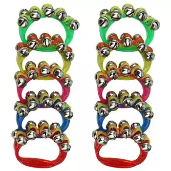 Shantia Bell Instrument Music Bell Ring Bell Hand Bell Karaoke Party Percussion Instrument Bell 5 Colors Set of 10