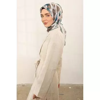 ShantuQ Color Transition Pattern Мягкий шарф Экрю/Петролеум