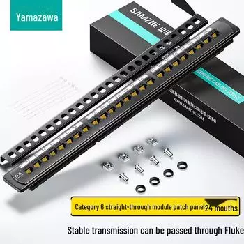Shanze 24-портовый 19-дюймовый сетевой шкаф CTA6 с кабельным органайзером и модулем RJ45 Pass-Through Category 6 Gigabit network patch panel
