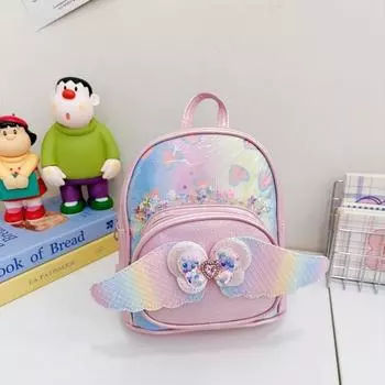 Shaped Heart Sequins Pattern Wings Backpack Children Schoolbag Fashion Gift