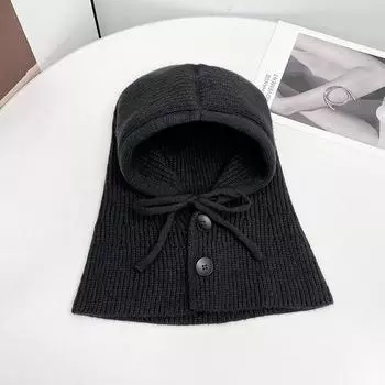 Шапка-балаклава, шарф, интегрированная женская осенне-зимняя теплая шапка-ушанка из шерсти Ankla красного цвета elastic