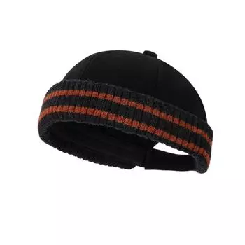 Шапка-бини без полей, теплая вязаная шапка, модная панама, зима чёрный