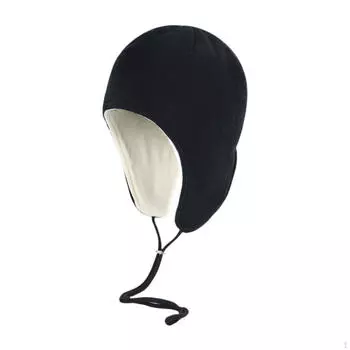 Шапка-бини для женщин, лыжная шапка с ушами, ветрозащитная, удобная, для активного отдыха, для зимнего бега чёрный