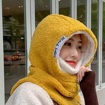 Шапка-бини, комплект из шарфа, теплая плюшевая шапка с капюшоном, воротник, женская шапка, шапки в корейском стиле серый
