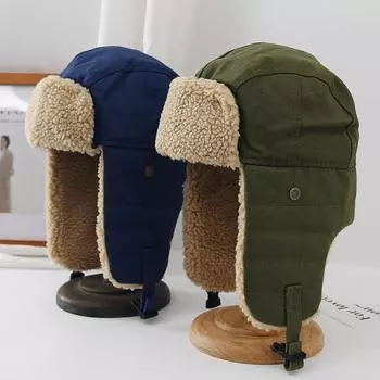 Шапка-бомбер для мужчин и женщин, толстая теплая русская меховая шапка-ушанка, модная мужская и женская зимняя шапка, черная, серая, лыжная русская шапка с ушками