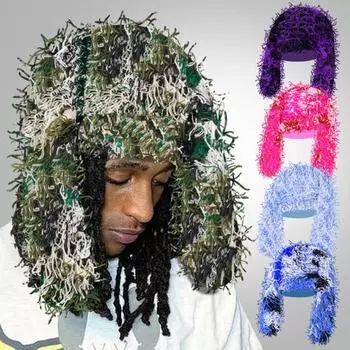 Шапка-череп в виде кролика, кроличьи уши, пушистая вязаная шапка, вязаная крючком шапка-кролик, пуловер, косплей-череп оранжевый/белый