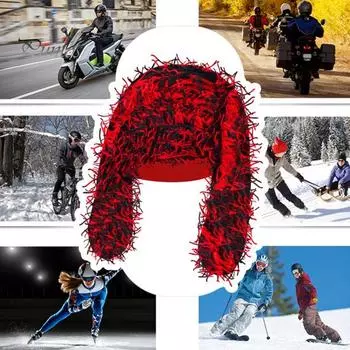 Шапка-череп в виде кролика, кроличьи уши, пушистая вязаная шапка, вязаная крючком шапка-кролик, пуловер, шапка-череп для косплея для мужчин и женщин, катание на лыжах, пеший туризм, велоспорт оранжевый