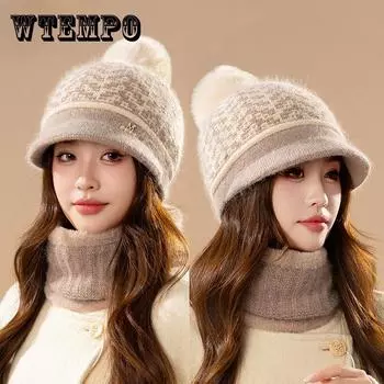 Шапка для девочек, теплая плюшевая шерстяная шапка для осени и зимы, зимняя, для езды на велосипеде, защита от холода, защита ушей, вязаная шапка с утиным язычком only hat чёрный