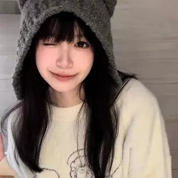 Шапка для девочки, милая, плюшевая, с ушками медведя, теплая, защита для ушей, большая окружность головы, универсальная, для показа лица, маленькая, вязаная