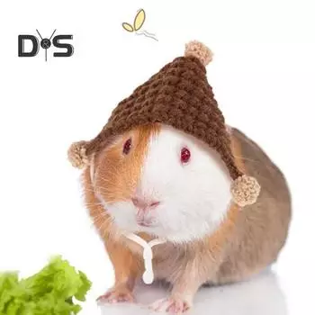 Шапка для хомяка Мини-шапка для маленьких животных с регулируемым ремешком, связанная вручную, милая маленькая крысиная шапка для змей, ящериц, хомяков, бородатых драконов зелёный