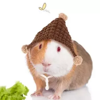 Шапка для хомяка Мини-шапка для маленьких животных с регулируемым ремешком, связанная вручную, милая маленькая крысиная шапка для змей, ящериц, хомяков, бородатых драконов красный