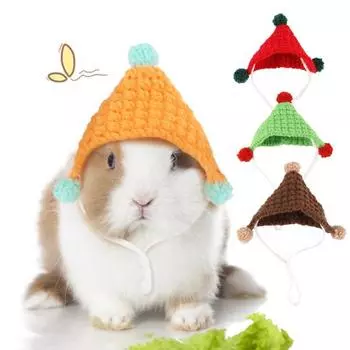 Шапка для хомяка Мини-шапка в виде маленьких животных с регулируемым ремешком, связанная вручную, милая шапка для маленькой крысы зелёный
