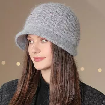 Шапка для людей среднего и пожилого возраста, женские вязаные шерстяные шапки, теплая верхняя одежда, защита ушей, модные ветрозащитные плюшевые шапки для бассейна