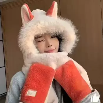 Шапка для лыж Firefox Plush, шарф, интегрированная женская зимняя теплая меховая защита для ушей от холода, шапка Lei Feng