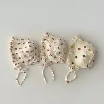 Шапка для маленьких девочек и мальчиков с милым цветочным принтом, хлопковая тонкая кепка в рыбацком стиле для новорожденных, повседневная кепка от солнца для путешествий и отдыха на открытом воздухе для малышей, От 0 до 1 года темно-красного