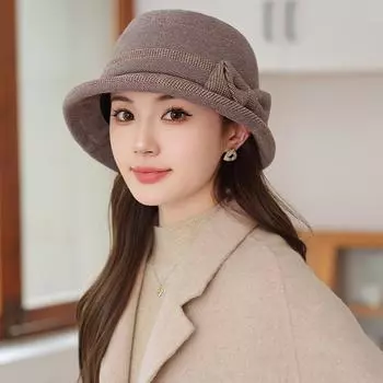 Шапка для мамы-рыбака, женская, осень-зима, толстая, с закругленным краем, теплая, элегантная шерстяная шапка для женщин среднего и пожилого возраста One size хаки