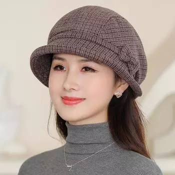 Шапка для мамы, женская шерстяная шапка-тазик на осень-зиму, теплая толстая модная вязаная шапка one size