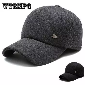 Шапка для мужчин среднего и пожилого возраста, осенне-зимняя шапка с утиным язычком для пожилых людей, зимняя теплая бейсбольная хлопковая шапка Adjustable чёрный