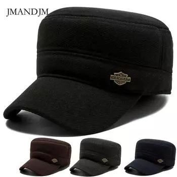 Шапка для мужчин среднего возраста с плоским верхом, зимняя мужская термошапка, мужская осенне-зимняя термозащитная шапка для ушей adjustable серый