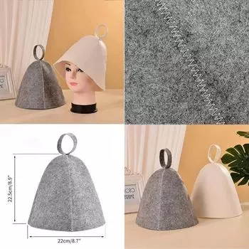 Шапка для сауны из чистого шерстяного войлока, русская банная шапка для сауны, баня, душ, защита головы, аксессуары для сауны и парового бассейна серый