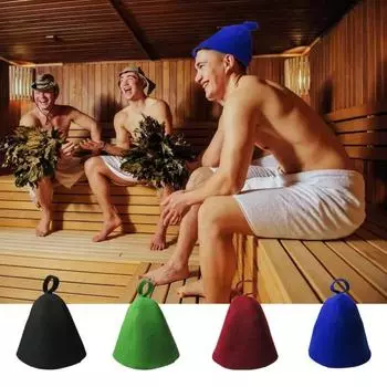 Шапка для сауны Yousheng для мужчин и женщин из шерстяного войлока, износостойкая, сверхлегкая, однотонная, моющаяся, не выцветающая синий