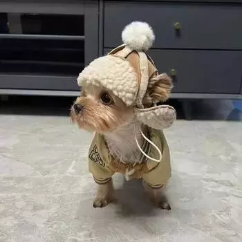 Шапка для собак с открытыми ушами, зимняя теплая, плюс бархатный головной убор для домашних животных