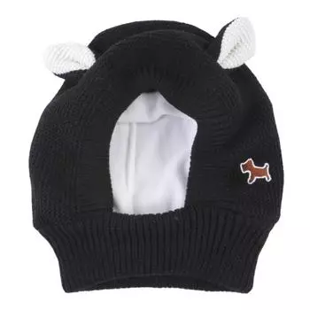 Шапка для собак зимняя для средних и больших собак лабрадор золотистая шерсть забавная теплая повязка на голову для щенка с большими собачьими ушками M чёрный