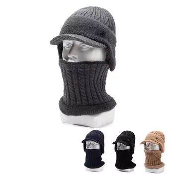 Шапка для старика, мужская зимняя теплая вязаная шерстяная шапка для пожилых отцов, зимняя бархатная шапка-ушанка one size fits all тёмно-синий